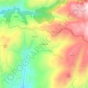 Topografische kaart Lombadinha, hoogte, reliëf