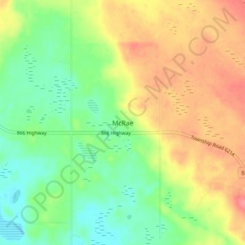 Topografische kaart McRae, hoogte, reliëf