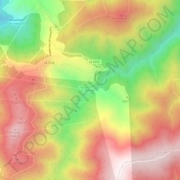 Topografische kaart Bouzas, hoogte, reliëf