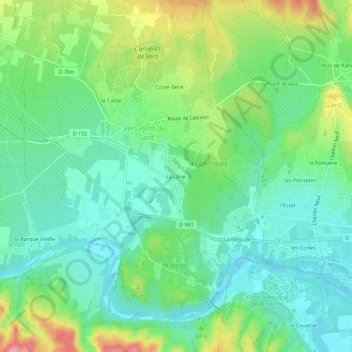 Topografische kaart la Lône, hoogte, reliëf