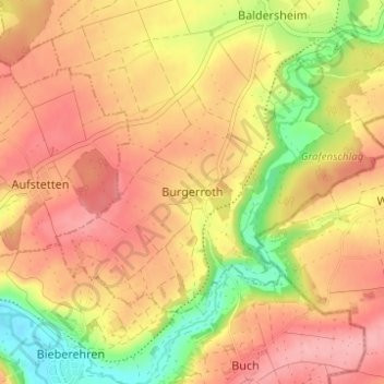 Topografische kaart Burgerroth, hoogte, reliëf