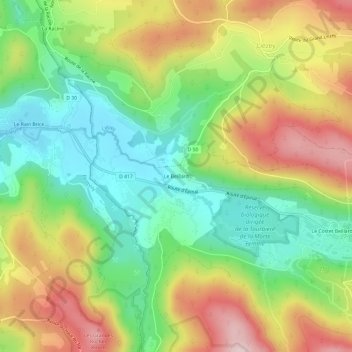Topografische kaart Le Beillard, hoogte, reliëf