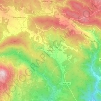 Topografische kaart Filhagosa, hoogte, reliëf