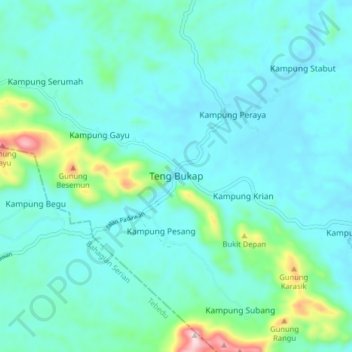 Topografische kaart Teng Bukap, hoogte, reliëf
