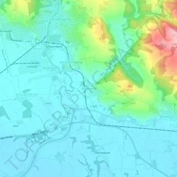 Topografische kaart Aisthofen, hoogte, reliëf