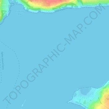 Topografische kaart Cork Harbour, hoogte, reliëf