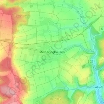 Topografische kaart Meineringhausen, hoogte, reliëf