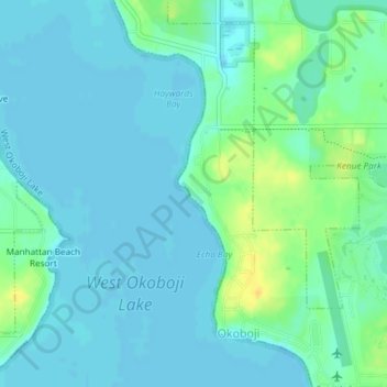 Topografische kaart Omaha Beach, hoogte, reliëf