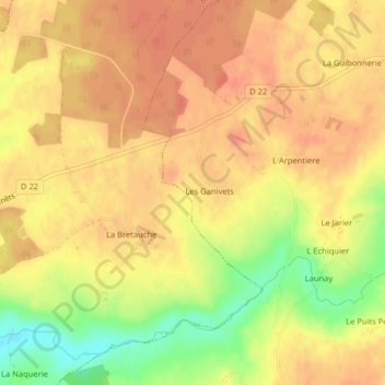 Topografische kaart Le Pre, hoogte, reliëf