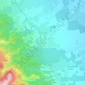 Topografische kaart Querciolo, hoogte, reliëf