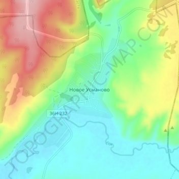 Topografische kaart Новое Усманово, hoogte, reliëf