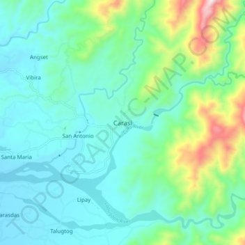 Topografische kaart Carasi, hoogte, reliëf