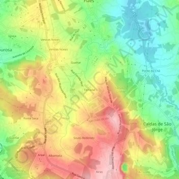 Topografische kaart Ferradal, hoogte, reliëf