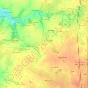 Topografische kaart La Touche, hoogte, reliëf