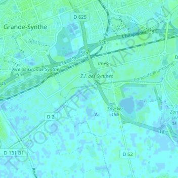 Topografische kaart Cruputte Houck, hoogte, reliëf