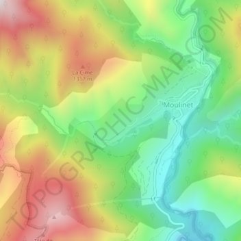 Topografische kaart Canabieras, hoogte, reliëf