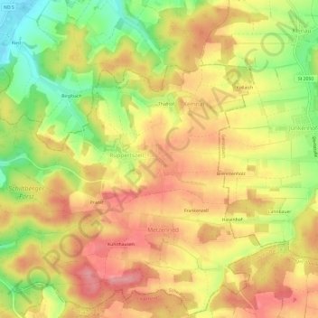 Topografische kaart Wundersdorf, hoogte, reliëf