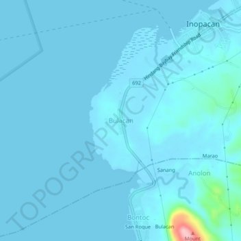 Topografische kaart Bulacan, hoogte, reliëf