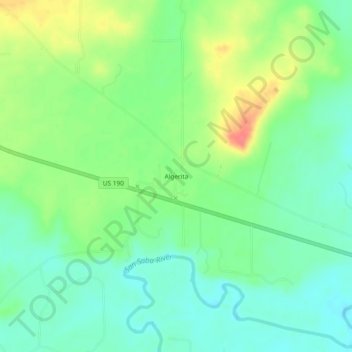 Topografische kaart Algerita, hoogte, reliëf