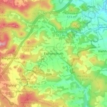 Topografische kaart Eichenstruth, hoogte, reliëf