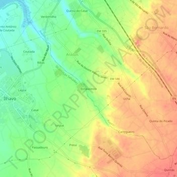 Topografische kaart Bonsucesso, hoogte, reliëf