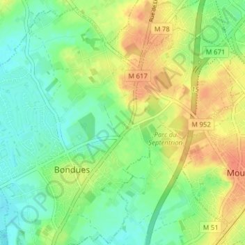 Topografische kaart Le Jambon, hoogte, reliëf
