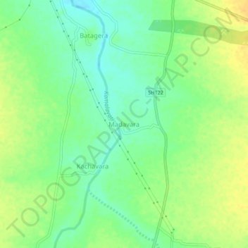 Topografische kaart Madavara, hoogte, reliëf