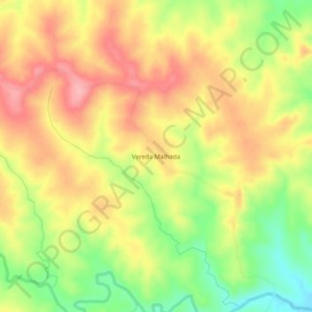 Topografische kaart Vereda Malhada, hoogte, reliëf