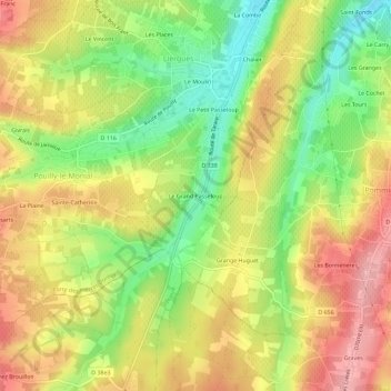 Topografische kaart Le Grand Passeloup, hoogte, reliëf