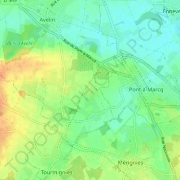 Topografische kaart Treupe, hoogte, reliëf