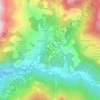 Topografische kaart Serre Legier, hoogte, reliëf