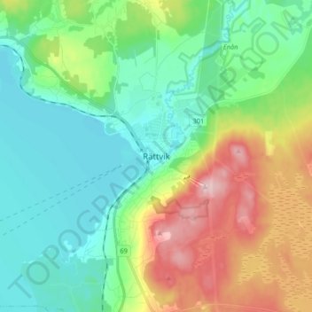 Topografische kaart Rättvik, hoogte, reliëf