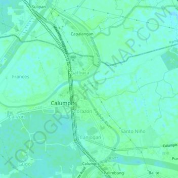 Topografische kaart Sapang Bayan, hoogte, reliëf