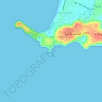 Topografische kaart Dona Paula, hoogte, reliëf