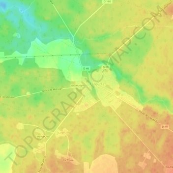 Topografische kaart Au Tuc, hoogte, reliëf