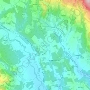 Topografische kaart Winzendorf, hoogte, reliëf