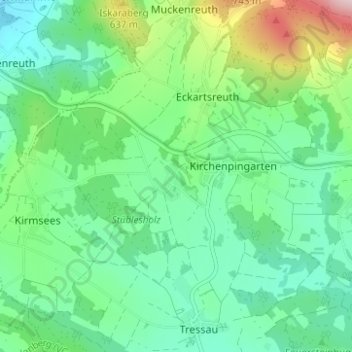 Topografische kaart Reislas, hoogte, reliëf