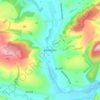 Topografische kaart Kempton, hoogte, reliëf