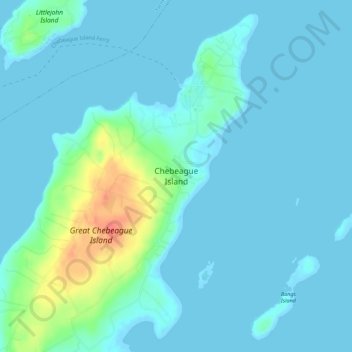 Topografische kaart Chebeague Island, hoogte, reliëf