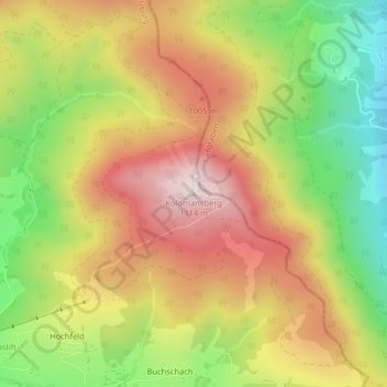 Topografische kaart Kolomansberg, hoogte, reliëf