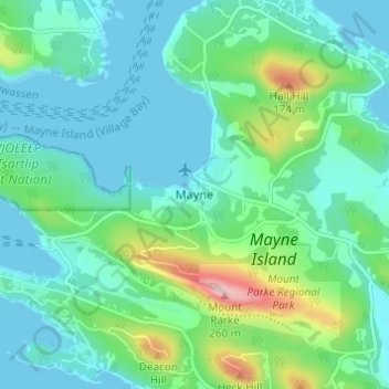 Topografische kaart Mayne, hoogte, reliëf