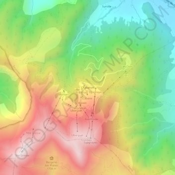Topografische kaart Chabanon, hoogte, reliëf