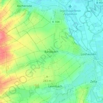 Topografische kaart Ransbach, hoogte, reliëf