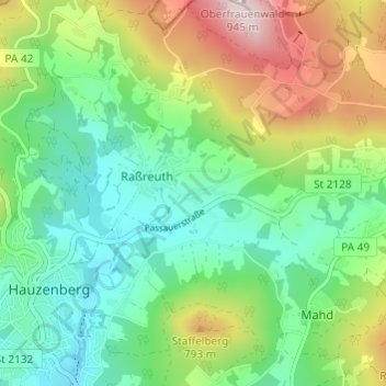Topografische kaart Kramersdorf, hoogte, reliëf