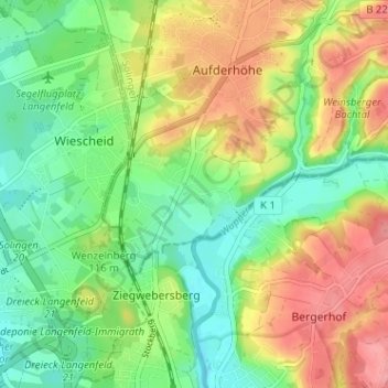 Topografische kaart Gosse, hoogte, reliëf
