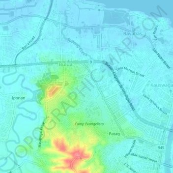 Topografische kaart Apovel, hoogte, reliëf