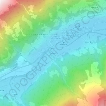 Topografische kaart Steinach, hoogte, reliëf