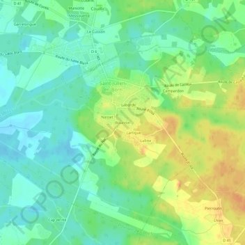 Topografische kaart Bourron, hoogte, reliëf
