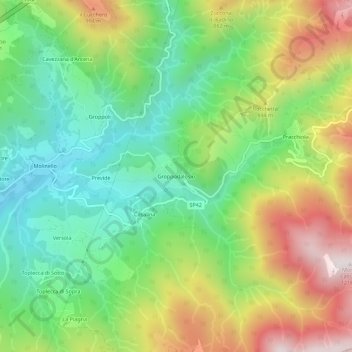 Topografische kaart Groppodalosio, hoogte, reliëf