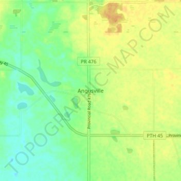 Topografische kaart Angusville, hoogte, reliëf